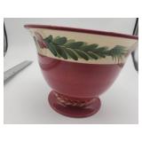 Hand Painted Burgundy Ceramic Bowl with Fern Design - Retail: $18