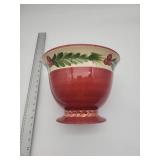 Hand Painted Burgundy Ceramic Bowl with Fern Design - Retail: $18
