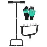 Manual lawn aerator tool, 35 inches, 15 spikes 2.8 inches long Mla231 Black MLA231