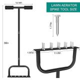 Manual lawn aerator tool, 35 inches, 15 spikes 2.8 inches long Mla231 Black MLA231