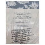 Rebecca Minkoff Reversible Twin Quilt Blue Floral Paisley - Retail: $89