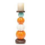 Hay And Harvest Fall Candle Pillar With Flameless Candle Pumpkin LED Flameless Candle - Retail: $45