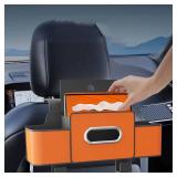 NEW Car Storage Box Cup Holder Seat Back Phone Tissue Organizer PU Leather BROWN