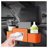 NEW Car Storage Box Cup Holder Seat Back Phone Tissue Organizer PU Leather BROWN