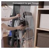 8 Pocket Hanging Purse Organizer for Closet, Bag Organizer Storage GRAY