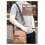NEW Crossbody PU Leather Waterproof Business Men Shoulder bag BLACK - Retail: $40