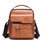NEW Crossbody PU Leather Waterproof Business Men Shoulder bag KHAKI - Retail: $40