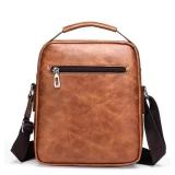 NEW Crossbody PU Leather Waterproof Business Men Shoulder bag KHAKI - Retail: $40