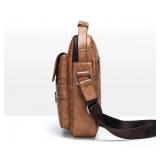 NEW Crossbody PU Leather Waterproof Business Men Shoulder bag KHAKI - Retail: $40