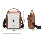 NEW Crossbody PU Leather Waterproof Business Men Shoulder bag KHAKI - Retail: $40