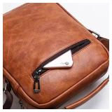 NEW Crossbody PU Leather Waterproof Business Men Shoulder bag BROWN - Retail: $40