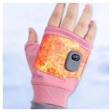 NEW Rechargeable Typing Fingerless Gloves 360 Degree Heated Winter Windproof GREY