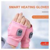 NEW Rechargeable Typing Fingerless Gloves 360 Degree Heated Winter Windproof GREY