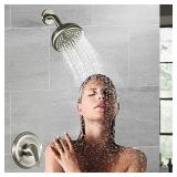 KINSE Shower Faucet Set, 5 Spray Rain Shower Fixtures, 5inchShower Head and HandleSet, Brushed Nickel shower kit with valve and shower head