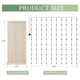 Xiomot Tulle Backdrop Curtain with Lights String 10FT X 8FT Champagne Sheer Tulle Backdrop Curtains for Wedding Birthday Party Reception Photo Booth Background Decorations (2 Panels 5x8FT)