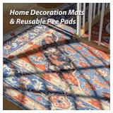 nunubaby Washable Pee Pads for Dogs, Stylish, Non-Slip and Leak-Proof Pee Pads. Reusable Potty Pads for Dogs for Crates and Floors.(Red/Floral, 24" x48" )