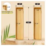 Greatseas Kitchen Drawer Organizer Bins, Stackable Bamboo Deep Drawer Organizer for Silverware, Utensils, Cutlery, Flatware, Junk Drawer, Dresser, Bathroom, 12" x 3" x 2.5" (Set of 2)