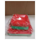 Sliner 50 Pcs Christmas Red Green Plastic Disposable Plates Bulk 6.9