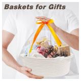 Pro Goleem Small Woven Burr Basket with Gift Bags and Ribbons Durable Baskets for Valentines Day Gifts Empty Small Rope Basket for Storage 12"X 8" X 5" Baby Toy Baskets with Handles, White