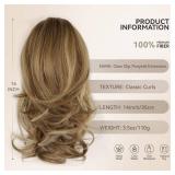 14 Inch Ponytail Extension - Wavy Pony Tails Hair Extensions, Claw Clip Ponytail Extension, Synthetic Hair Extensions Ponytail, Clip on Ponytails for Women (Light Brown With Beige Highlights)