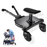 JUANWAN Universal Stroller Board - 2 in 1 Sit and Stand Stroller Board with Detachable Seat Stroller Attachment Buggy Board for 99% of Strollers, Holds Children up to 55lbs, Black