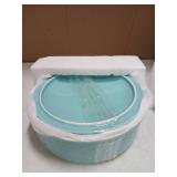 Noamus Ceramic Tortilla Warmer with Lid, 8.5 Inch Microwavable Pancake Holder, Aqua Taco Keeper Server Box, Food Storage Container for Mexican Party, Taco Tuesday Night, Dishwasher Oven Safe