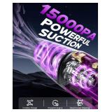 ZJZJ Handheld Vacuum Cordless, 15000PA Powerful Suction Hand Held Car Vacuum Cleaner Rechargeable with Multi-Nozzles & Washable Filters, High Power Lightweight Dust Busters for Home, Pet, Car, OfficeP