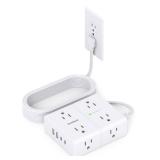 Surge Protector Power Strip, 6 Ft Flat Plug Extension Cord with 8 Outlets 4 USB Ports (2 USB C), 1080J Multi Plug Outlet Extender, Wall Mount Desk USB Charging Station for Home Office Dorm Essentials