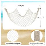 Decorative Fishing Net 5x10 ft,YuanDe 2 Pack Large Beige Picture Fish Net, Wall Photo Hanging Fishnet for Nautical Mermaid Pirate Ocean Themed Hawaii Beach Under The Sea Party Decorations