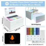 Piano Calendar 2026, Playable Piano Desk Calendar 2026, Swift Mini Piano Calendar with 52 Simplified Music Scores in 27 Cards, USB Rechargeable Mini Piano Gifts for Swift Fans Home Decor (White)
