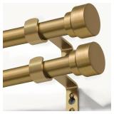 2 Pack Warm Gold Curtain Rods for Windows 48 to 84 Inches Adjustable Length Heavy Duty 1" Diameter Brass Window Curtain Rod with Solid Metal Finials for Outdoor Farmhouse Bedroom Kitchen Living Room