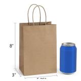 BagDream Gift Bags 100Pcs 5.25x3x8 Small Kraft Paper Gift Bags with Handles Bulk, Brown Paper Sacks for Small Business, Retail, Merchandise, Wedding Birthday Party Favor