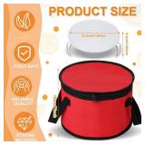 Yaomiao 2 Sets Round Pie Carrier 11 x 7 Inch with Dish Tray Plate Stacker Insulated Casserole Carrier with Lid and Handle Reusable Cooler Thermal Bags for Cold Food for Potluck Picnic (Red)