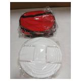 Yaomiao 2 Sets Round Pie Carrier 11 x 7 Inch with Dish Tray Plate Stacker Insulated Casserole Carrier with Lid and Handle Reusable Cooler Thermal Bags for Cold Food for Potluck Picnic (Red)