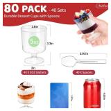 CALBODE 40 Dessert Cups with Spoons Sets, 5 OZ Mini Clear Plastic Parfait Cup for Party, Diposable Dessert Goblets for Fruit Mousse Pudding Appetizer Dessert Shooter Cups for New Year Party