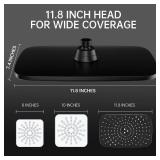 Veken 11.8 Inch Rectangle Rain Shower Head - Shower Heads with 6 Modes Handheld Spray Combo - Wide Rainfall shower with 70" Hose - 1.8gpm Dual Showerhead with Anti-Clog Nozzles - Matte Black