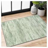 SIILOOM 2x3 Modern Abstract Rug for Entryway, Lime Green Super Soft Small Area Rug, Washable Non-Slip Kitchen Rugs, Low-Pile Mat for Bedside, Indoor Door Mat
