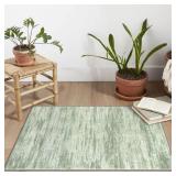 SIILOOM 2x3 Modern Abstract Rug for Entryway, Lime Green Super Soft Small Area Rug, Washable Non-Slip Kitchen Rugs, Low-Pile Mat for Bedside, Indoor Door Mat