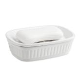 VanEnjoy White Ceramic Soap Dish, Self-Draining Kitchen Sink Soap Holder