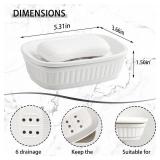 VanEnjoy White Ceramic Soap Dish, Self-Draining Kitchen Sink Soap Holder