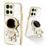 Easyscen for Motorola Moto G Stylus 5G 2025 Phone Case Girl Women Unique White Case, Cute 6D Astronaut Stand Shockproof Protection Silicone Soft Cover