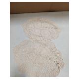 Eiyye 2-Pieces Handmade Cotton Crochet Doilies Oval Lace Table Placemats 12 x17inch, Beige
