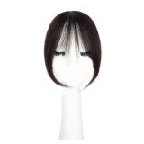 EINAEY Clip in Bangs, 100% Real Human Hair Brown Black Fake Bangs Clip in Hair Extensions French Bangs Fringe with Temples Hairpieces for Women Curtain Bangs for Daily Wear