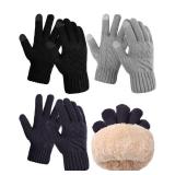 Janmercy 2 Pairs Winter Fleece Lined Gloves for Men Warm Thick Gloves with Touchscreen for Cold Weather Thermal Supplies(Black,Gray)