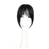 Clip in Bangs, 100% Real Human Hair Fake Bangs Natural Black Clip in Hair Extensions French Bangs Fringe with Temples Hairpieces for Women Natural Blend Curtain Bangs for Daily Wear