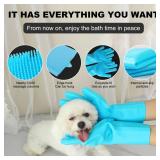 Airdminystion Pet Grooming Gloves, Heat Resistant Silicone Gloves Silicone Hair Removal Mitt for Dogs and Cats,Cat Bathing Gloves Cat and Dog Massage Products Blue