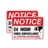 T&R Video Surveillance Sign, All Activities Are Monitored,2 Pack,7x10 Inches Rust Free .040 Aluminum Reflective,UV Protected, Waterproof, Weatherproof and Fade Resistant,4 Pre-drilled Holes,Red
