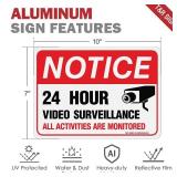 T&R Video Surveillance Sign, All Activities Are Monitored,2 Pack,7x10 Inches Rust Free .040 Aluminum Reflective,UV Protected, Waterproof, Weatherproof and Fade Resistant,4 Pre-drilled Holes,Red