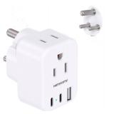 HANYCONY US to India Plug Adapter, Type D Travel Adapter with 3 Outlets 4 USB Ports(2 USB C), India Power Travel Adapter for USA to India, Bangladesh, Maldives, Pakistan