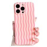 Lovmooful Compatible for iPhone 15 Pro Case Cute Color Wavy Striped with Aesthetics Design for Girls Women Soft TPU Shockproof More Protective Girly for iPhone 15 Pro Case-Pink